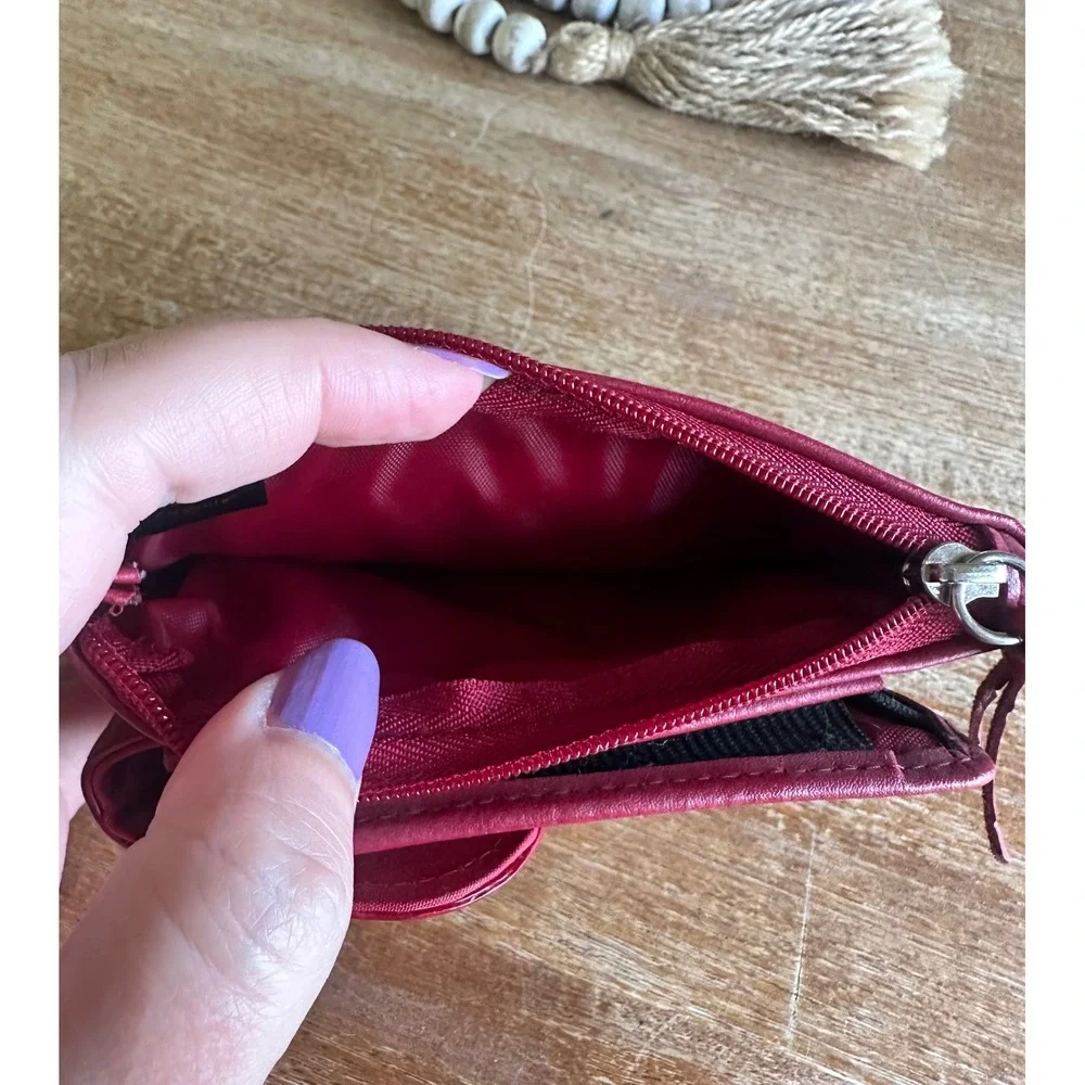 Buxton Red Leather Cell Phone Case Pouch Wallet Belt Clip‎ Croc Embossed Accent